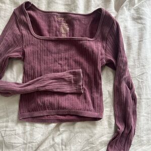 Ribbed Long Sleeve Crop Top Set